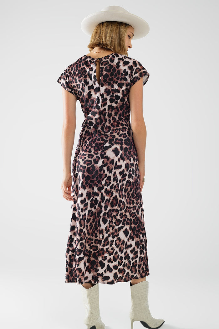 Leopard print maxi dress with knotted detail at the waist - dress