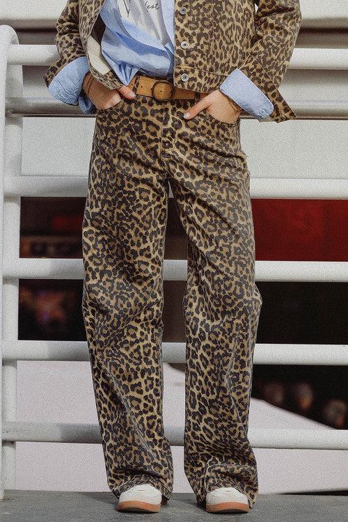 Leopard print pants with front and back gradient - trousers, Coloured Jeans