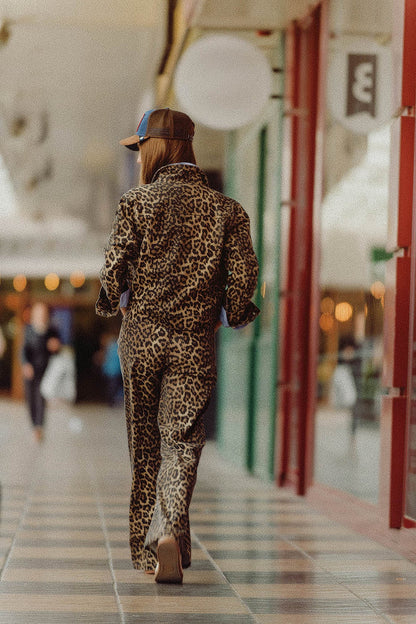 Leopard print pants with front and back gradient - trousers, Coloured Jeans