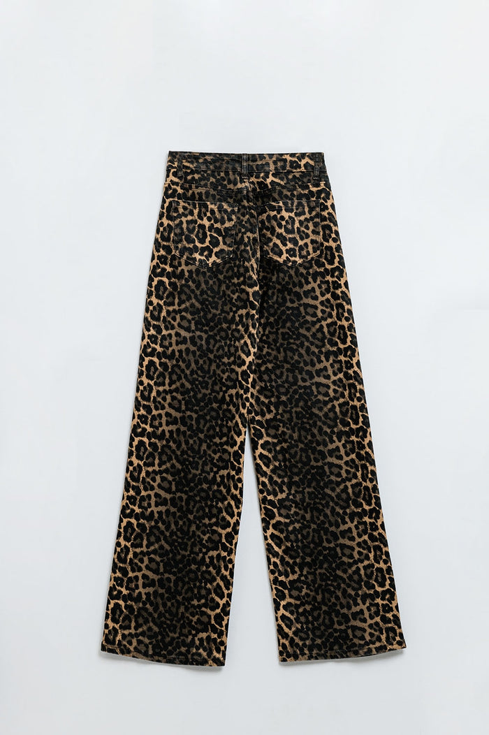 Leopard print pants with front and back gradient - trousers, Coloured Jeans