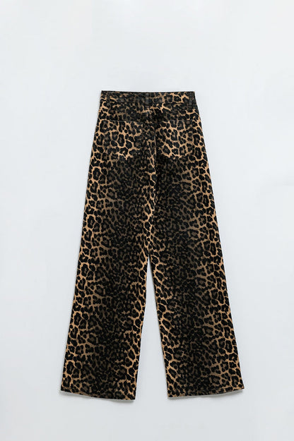 Leopard print pants with front and back gradient - trousers, Coloured Jeans