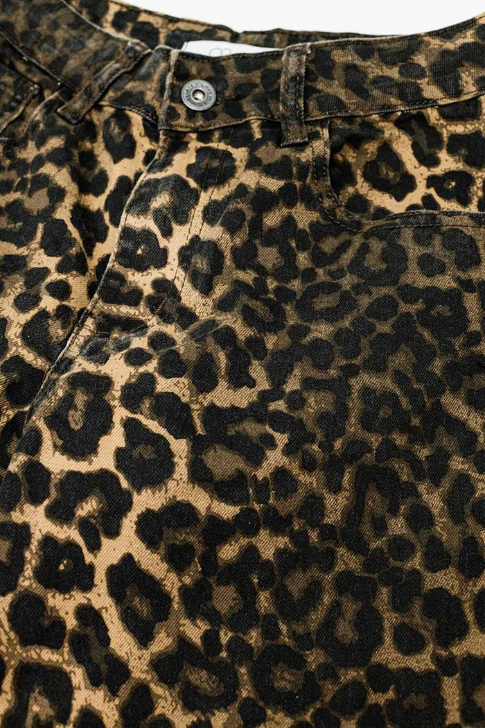 Leopard print pants with front and back gradient - trousers, Coloured Jeans