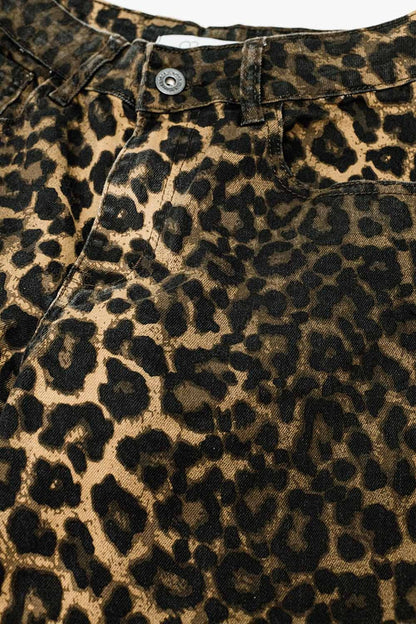 Leopard print pants with front and back gradient - trousers, Coloured Jeans