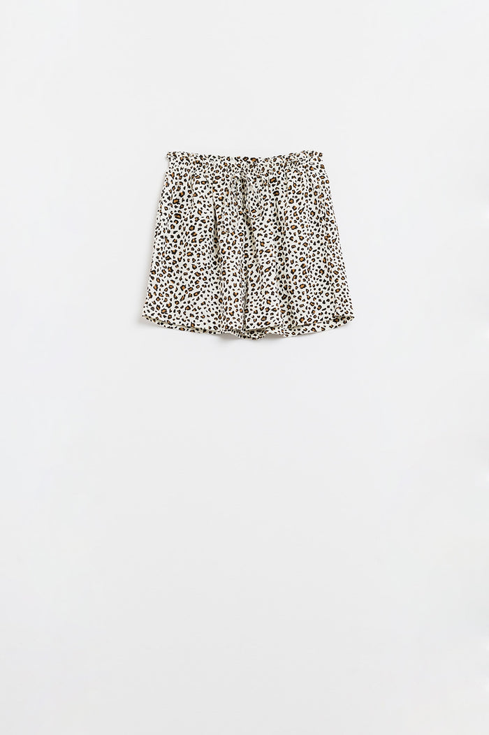 Leopard Print Shorts With Elasticated Drawstring Waist - trousers