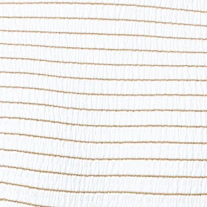 Close-up of white fabric with metallic lurex stripes used in the LSPACE lurex stripe Levy Bikini Bottom.