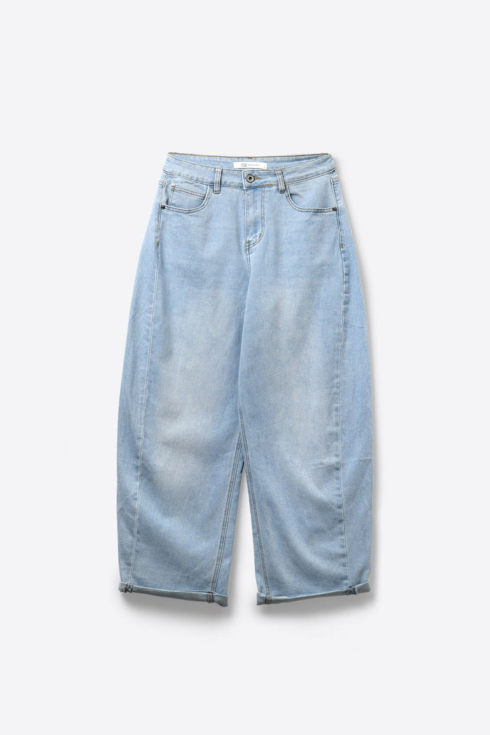 Light Blue Wide-Leg Denim Jeans with lightweight fabric - trousers