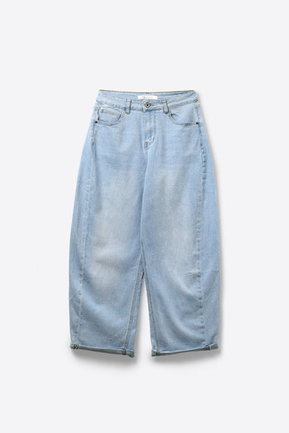 Light Blue Wide-Leg Denim Jeans with lightweight fabric - trousers