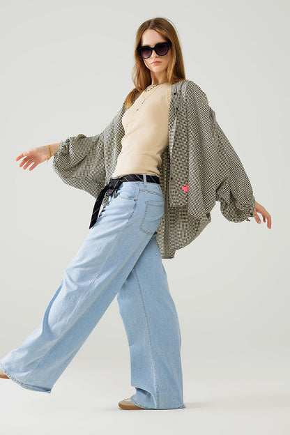 Light Blue Wide-Leg jeans with pleats - Denim