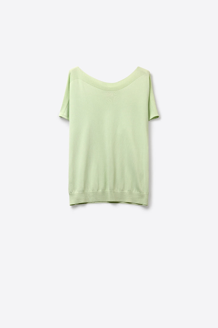 Light Green Soft Knit Relaxed Fit Short Sleeve Top