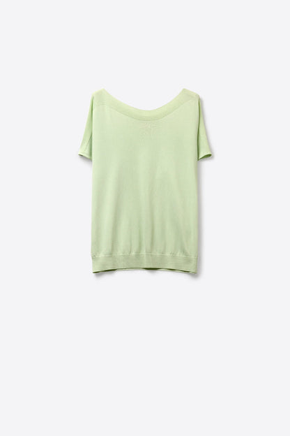Light Green Soft Knit Relaxed Fit Short Sleeve Top