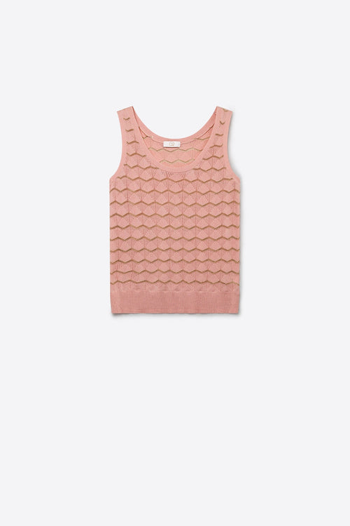 Light Pink Geo Knit Metallic Trim Top