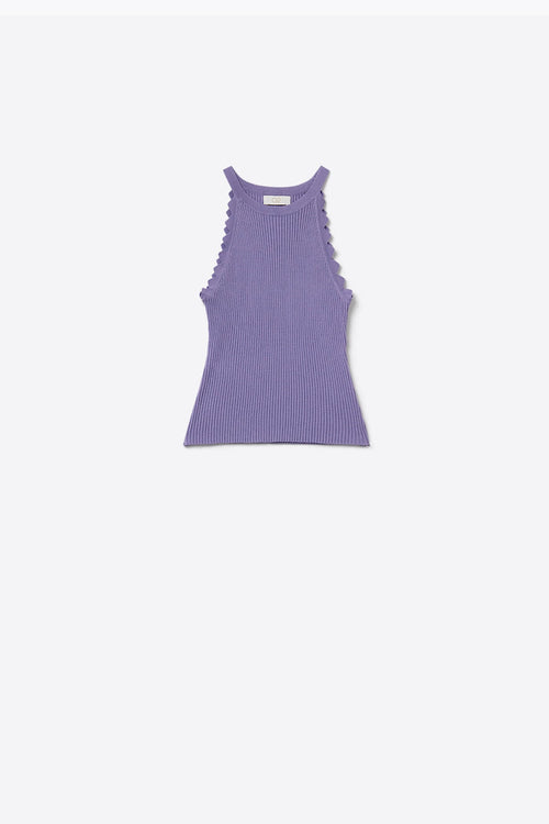 Light Purple Tank Top with Ribbed Underarm Detail