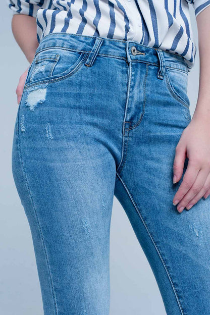 light wash skinny jean in blue - Denim