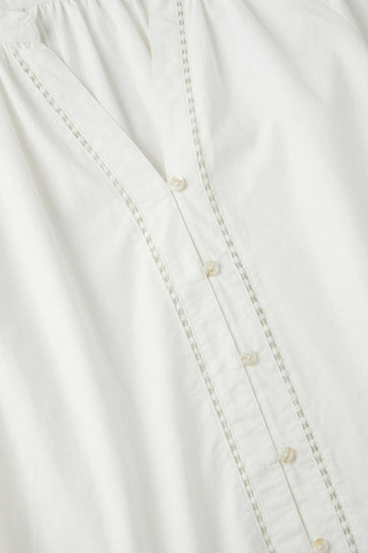 Lightweight Cotton Poplin Peasant Dress in white with Ruffle Hem - dress