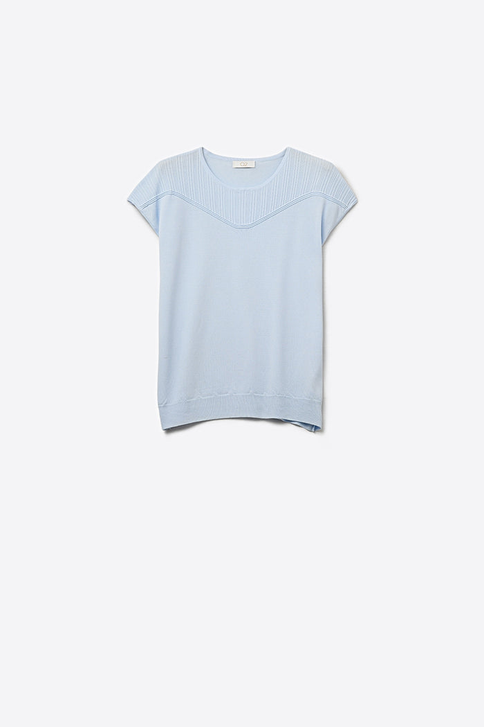 lightweight Knit Sleeveless Relaxed Fit sweater in light blue