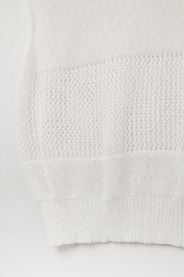Lightweight Open-Knit Short Sleeve Sweater in white