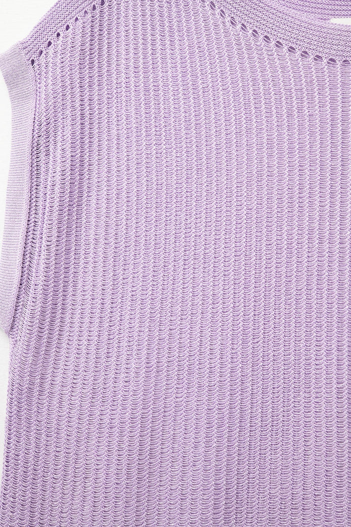 Lilac boat neck mesh sweater with dropped sleeves