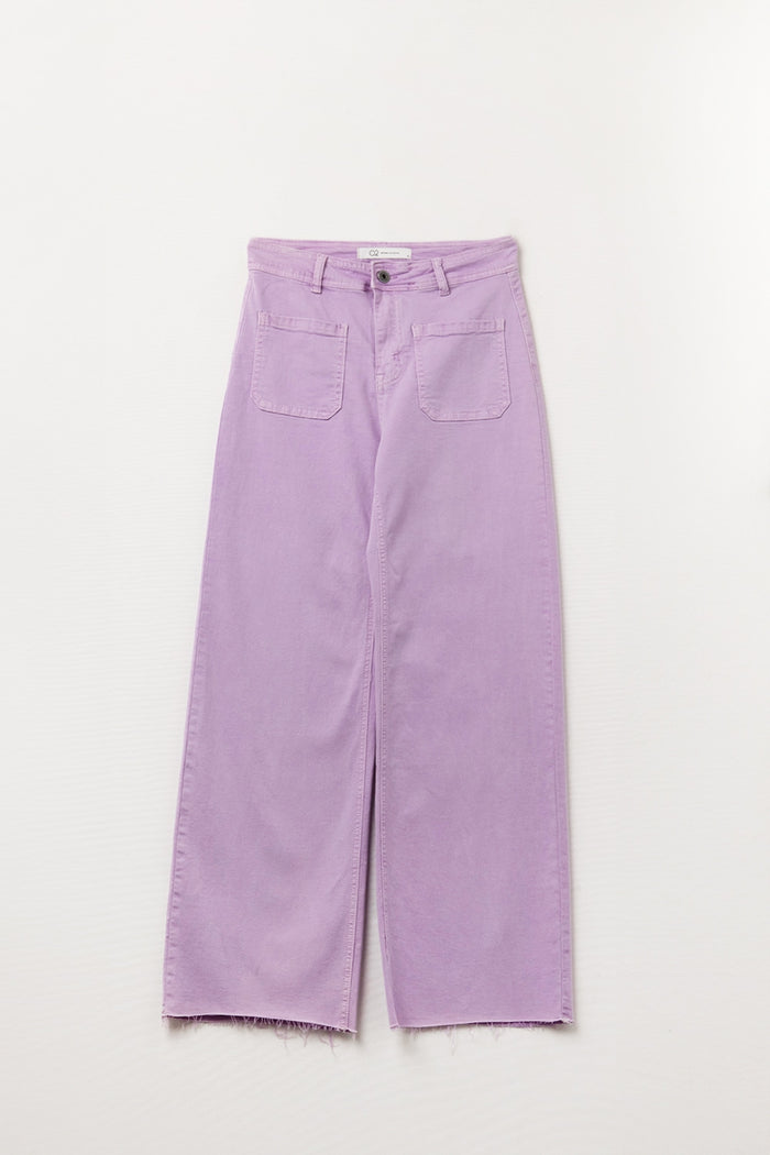 lilac Straight Leg pants With Front Pockets - Coloured Jeans
