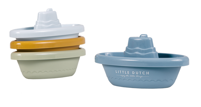 Little Dutch - Stackable Bath Boats - Blue - Mabel & Fox