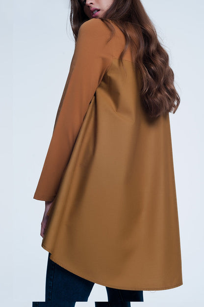 Long brown t-shirt with long sleeves - Shirts, top
