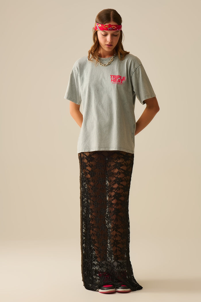 Long Sheer Black Bohemian Style Skirt