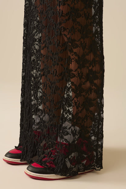 Long Sheer Black Bohemian Style Skirt