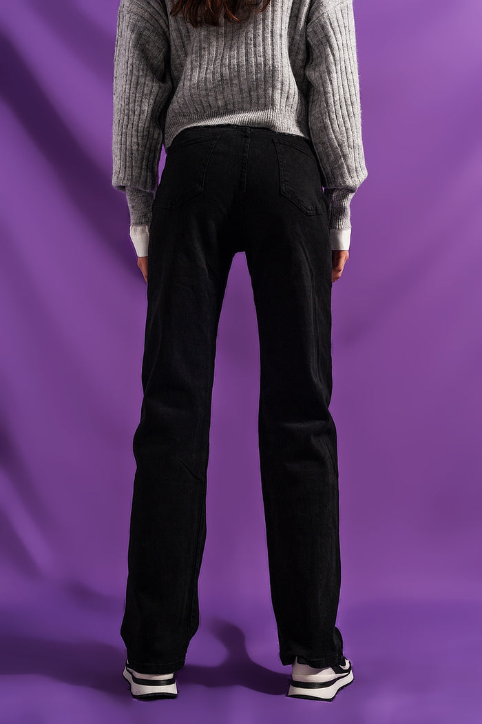 Loose straight leg jeans in washed black - Coloured Jeans
