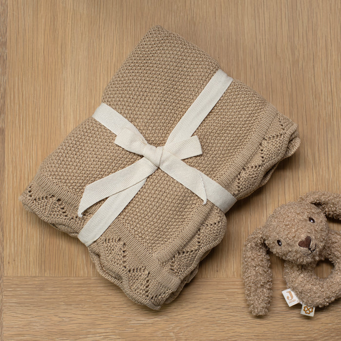 Mabel & Fox - Knitted Baby Blanket - Caramel - Mabel & Fox