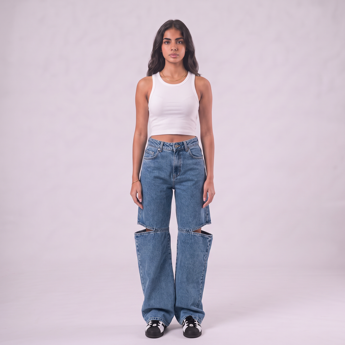 Maison de Chris Cut Out Denim Pants