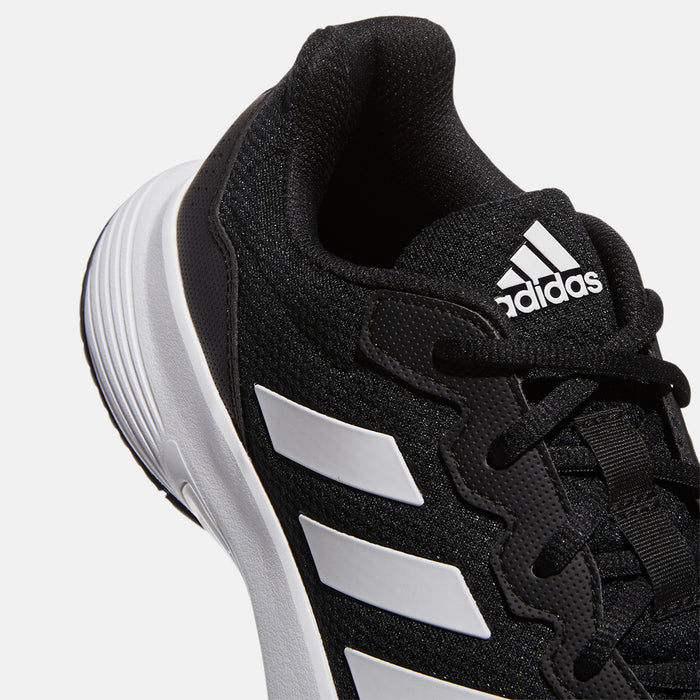 Up close, rear view of the Adidas Men's GameCourt 2 Tennis Shoes.