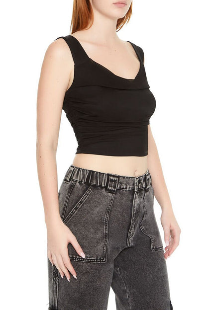Mesh Cowl Crop Top