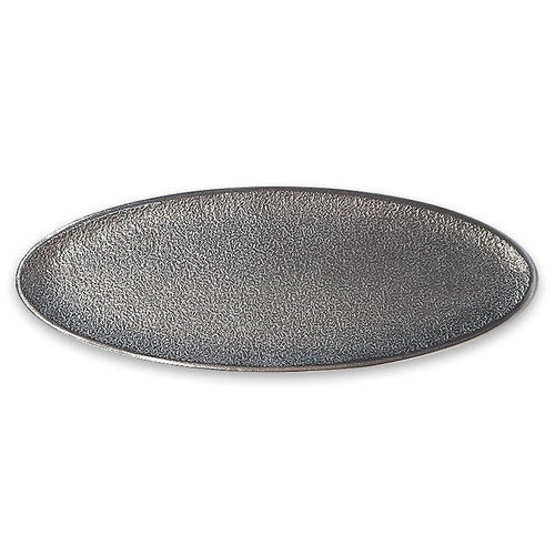 METAL INCENSE PLATE -  Oval Silver