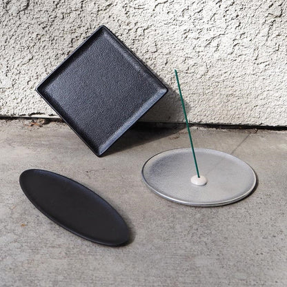 METAL INCENSE PLATE -  Oval Silver