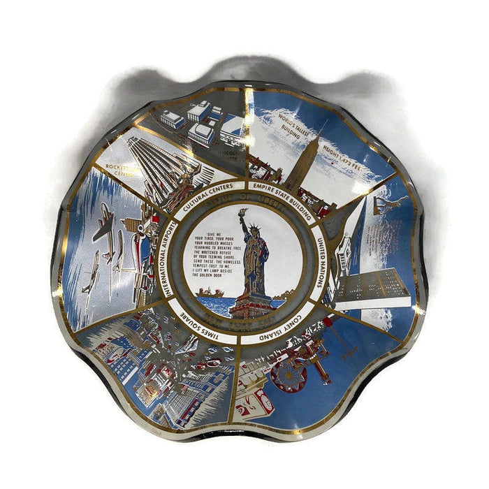 Mid Century New York City Houze Art Wavy Glass Dish at Duckwells