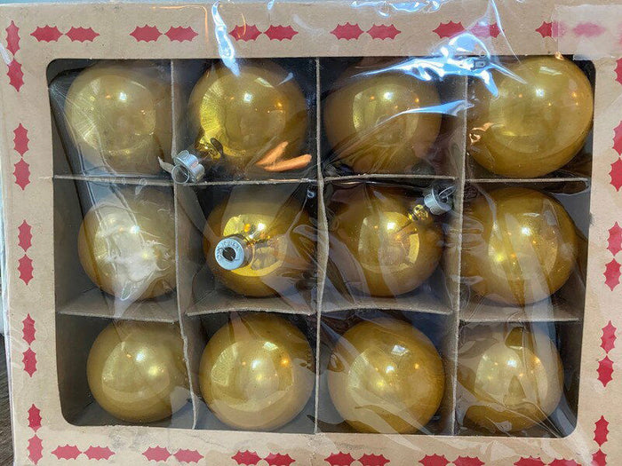 Midcentury Coby Gold Glass Christmas Ornaments at Duckwells