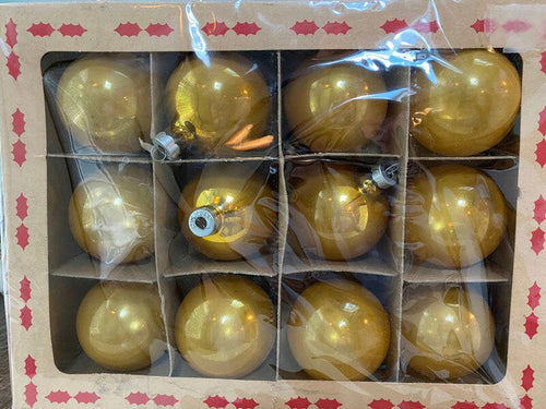 Midcentury Coby Gold Glass Christmas Ornaments at Duckwells