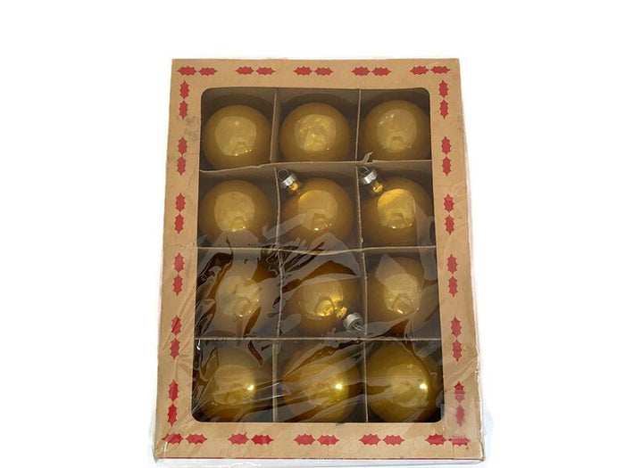 Midcentury Coby Gold Glass Christmas Ornaments at Duckwells