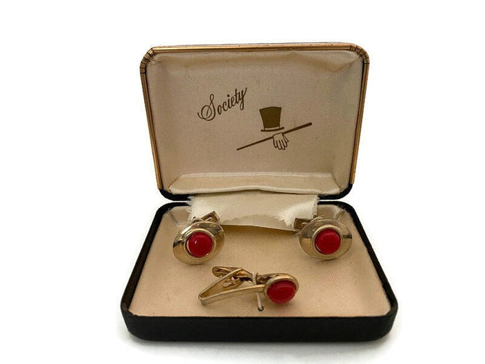 Midcentury Cuff Links and Tie Clip Jewelry Set at Duckwells