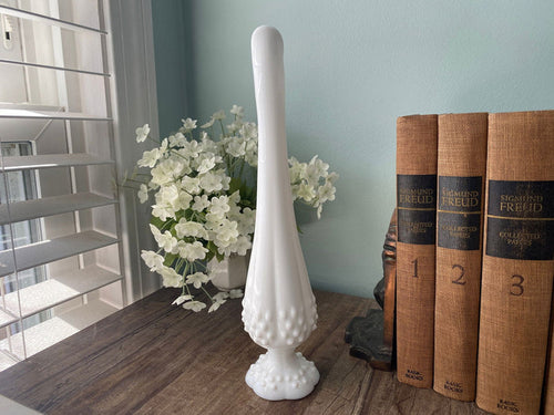 Midcentury Fenton Hobnail Stretch Milk Glass Vase at Duckwells