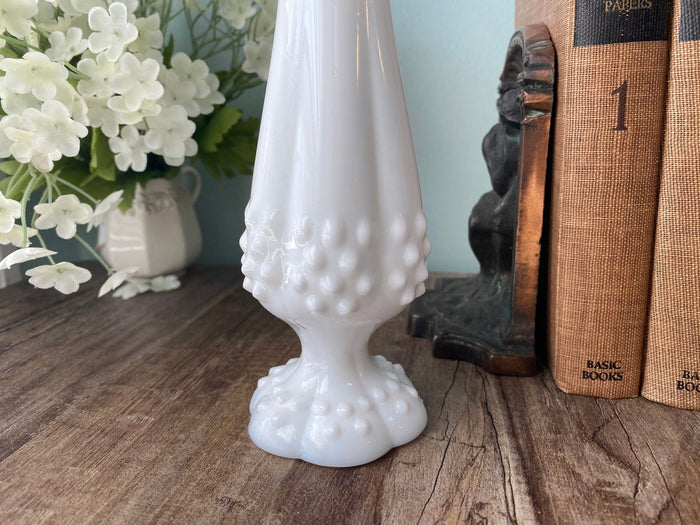 Midcentury Fenton Hobnail Stretch Milk Glass Vase at Duckwells