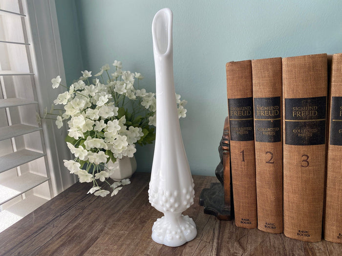Midcentury Fenton Hobnail Stretch Milk Glass Vase at Duckwells