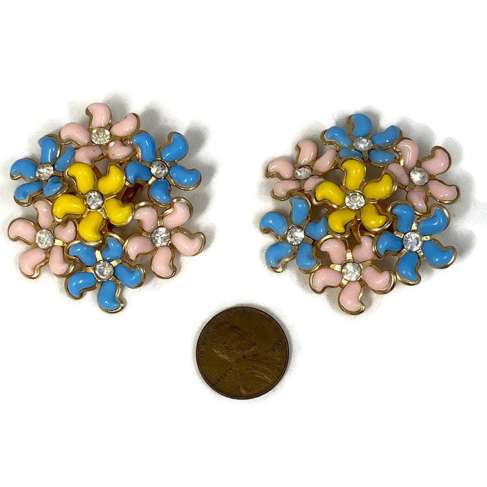 Midcentury Flower Clip On Earrings at Duckwells