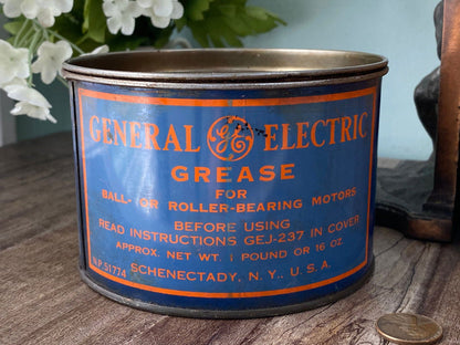 Midcentury General Electric Grease Tin Can at Duckwells