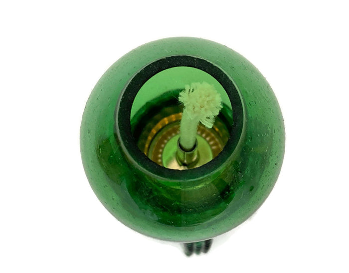 Midcentury Green Glass Christmas Oil Lamp at Duckwells