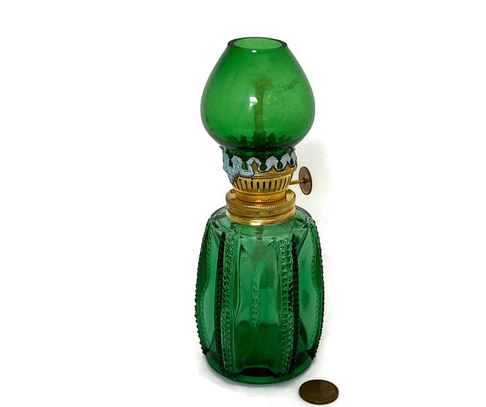 Midcentury Green Glass Christmas Oil Lamp at Duckwells