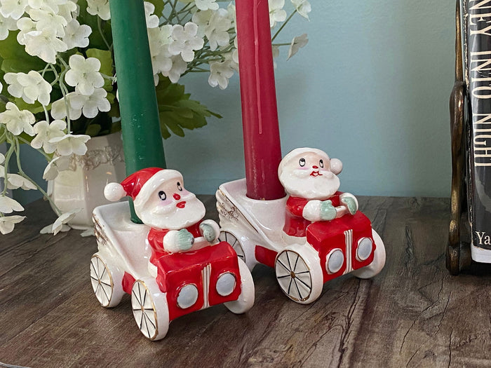 Midcentury Holt Howard Santa in Car Candle Holders at Duckwells