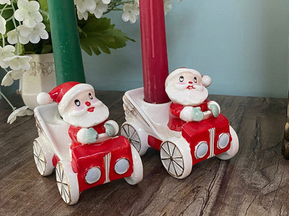 Midcentury Holt Howard Santa in Car Candle Holders at Duckwells