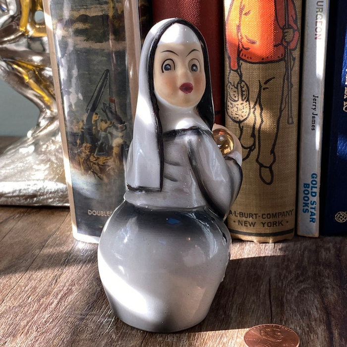 Midcentury Nun Figurine, Geo Z. Lefton Baseball Catcher at Duckwells