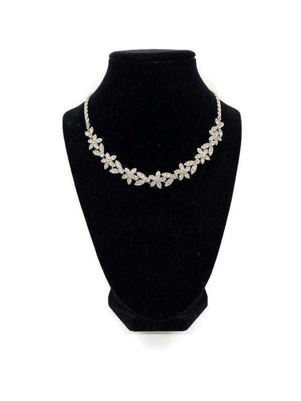 Midcentury Rhinestone Necklace signed ORA at Duckwells