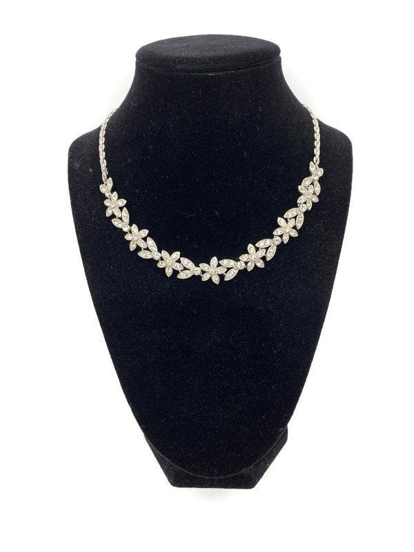 Midcentury Rhinestone Necklace signed ORA at Duckwells